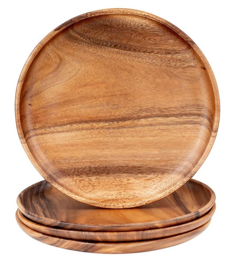 Levandeo® Dekoteller, 4er Set Runde Teller Akazie Ø30cm Holzteller Snackteller Dekoteller von Levandeo®