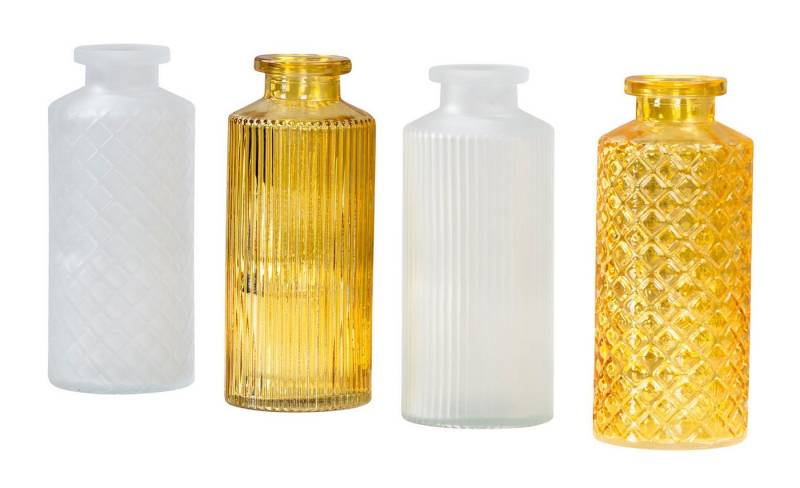 Levandeo® Dekovase, 4er Set Vase Gelb H14cm Glas Blumenvase Tischdeko Frühling von Levandeo®