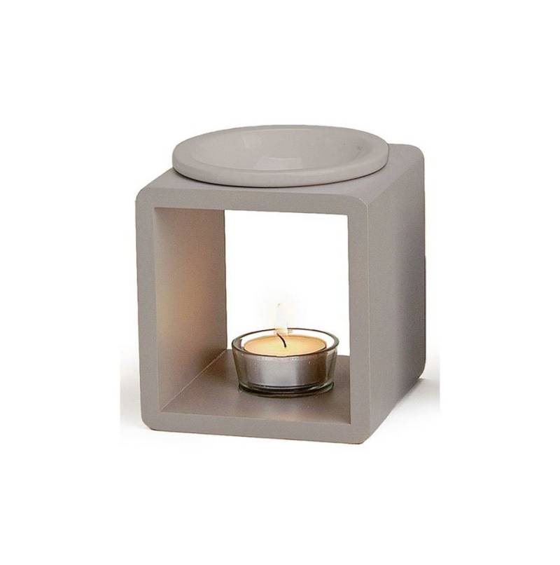 Levandeo® Duftlampe, Duftlampe grau silber aus Holz Keramik Öllampe Aromalampe von Levandeo®