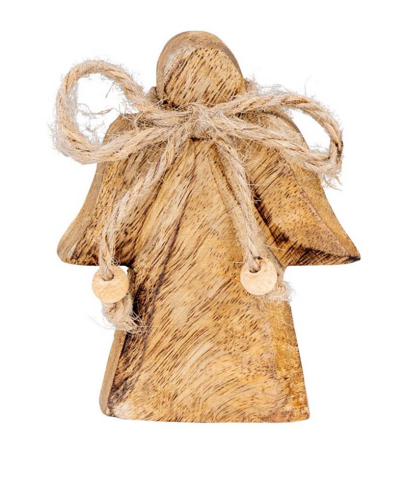 Levandeo® Engelfigur, Engelfigur H10cm Mangoholz Natur Glücksbringer Tischdeko Schutzengel von Levandeo®