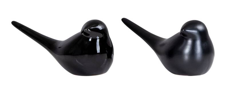 Levandeo® Gartenfigur, 2er Set Dekofigur Vogel Schwarz Porzellan Tischdeko Deko Aufsteller von Levandeo®
