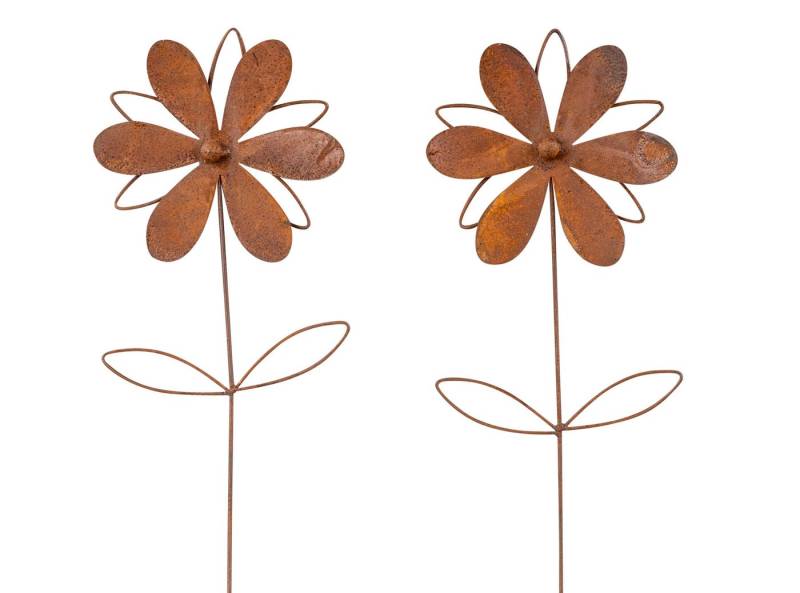 Levandeo® Gartenstecker 2er Set Gartenstecker H60cm Blume Rostdeko Gartendeko Edelrost Deko von Levandeo®