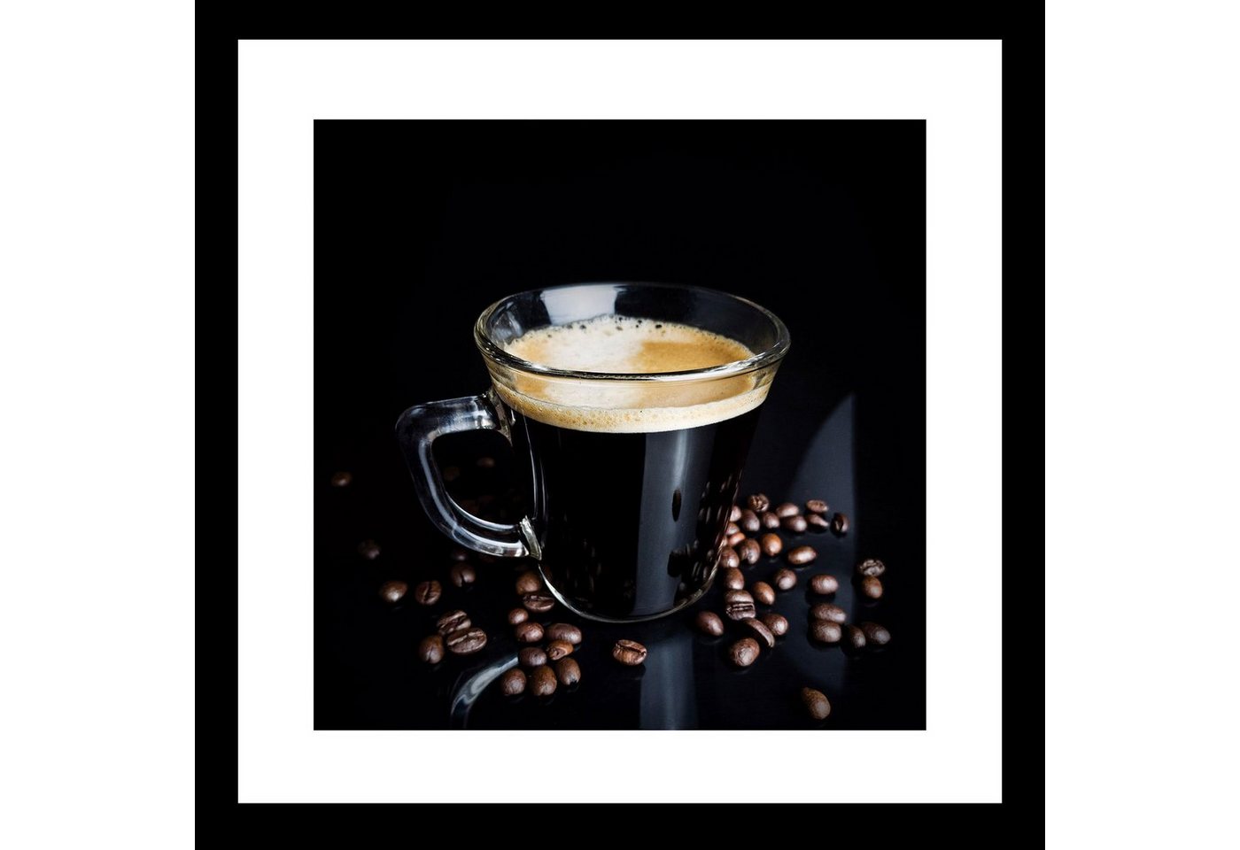 Levandeo® Glasbild, Glasbild 30x30cm Wandbild Kaffee Tasse Schwarz Weiß Wanddeko Glas von Levandeo®