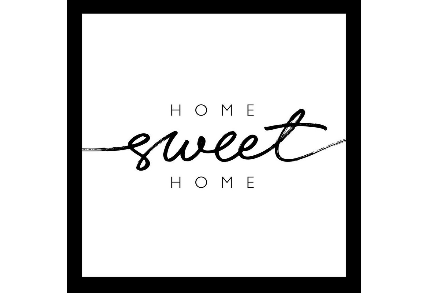 Levandeo® Glasbild, Wandbild 30x30cm Glasbild Home Sweet Home Schwarz Weiß Wanddeko von Levandeo®