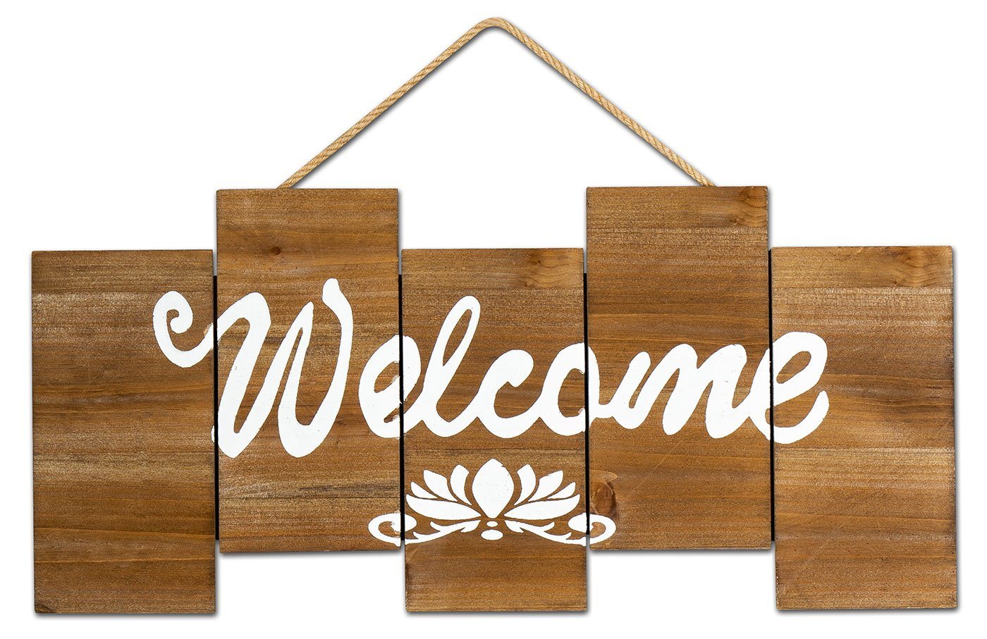 Levandeo® Holzbild, levandeo Schild Welcome Holz 50x23cm Dekoschild Wanddeko Willkommen von Levandeo®