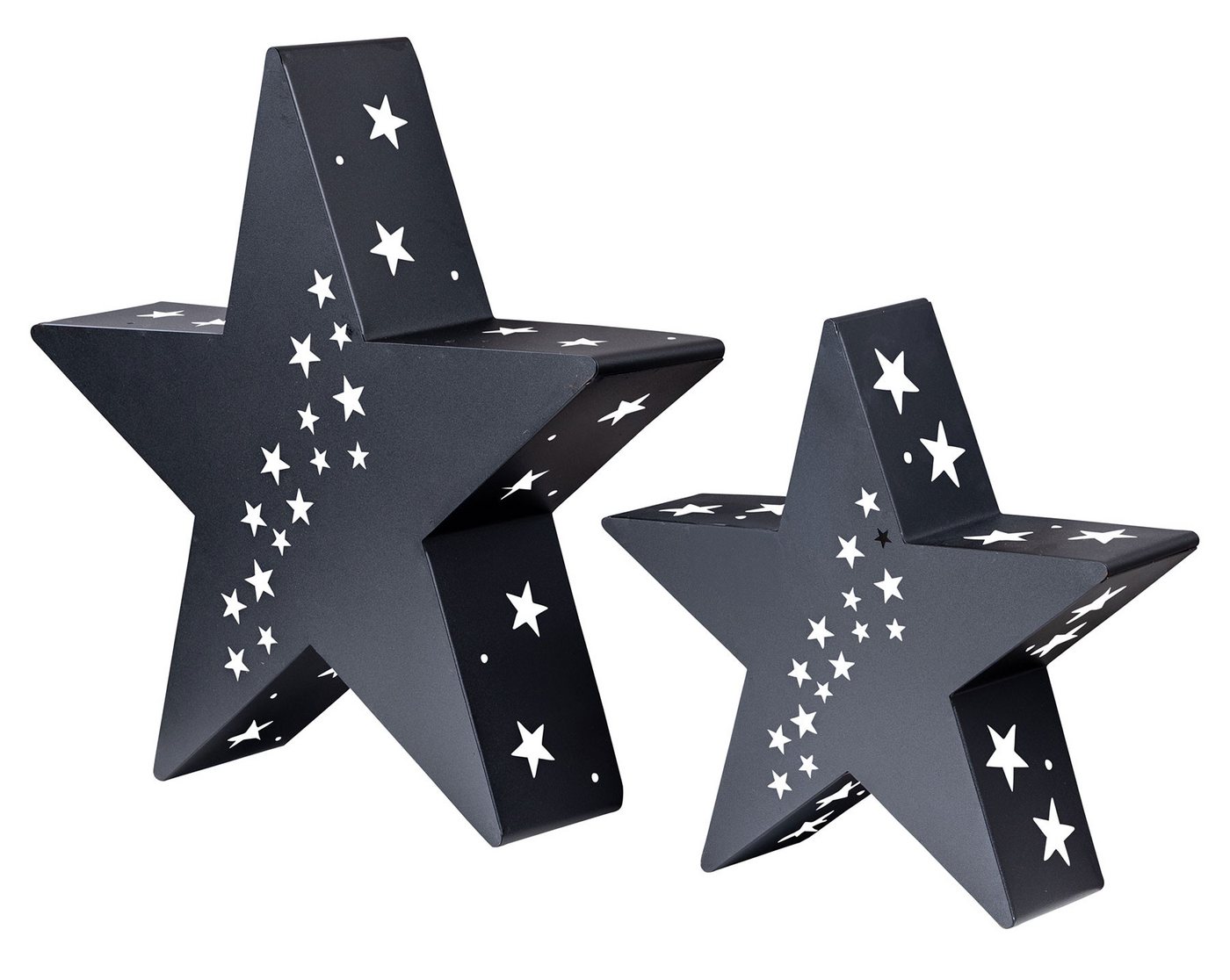 Levandeo® Kerzenlaterne, 2er Set Kerzenhalter Laterne Stern 30-45cm Metall Schwarz von Levandeo®
