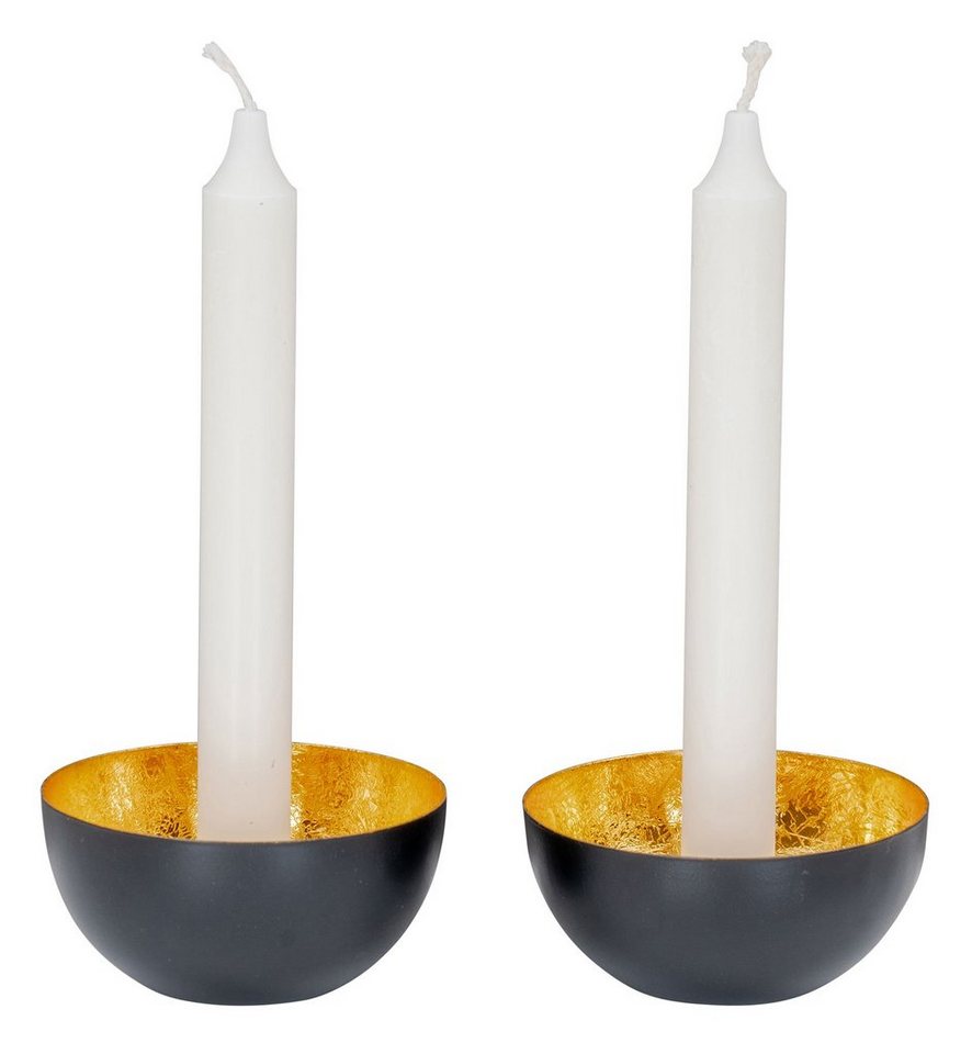 Levandeo® Kerzenständer, 2er Set Kerzenhalter Schwarz Gold Metall Kerzenständer Tischdeko von Levandeo®