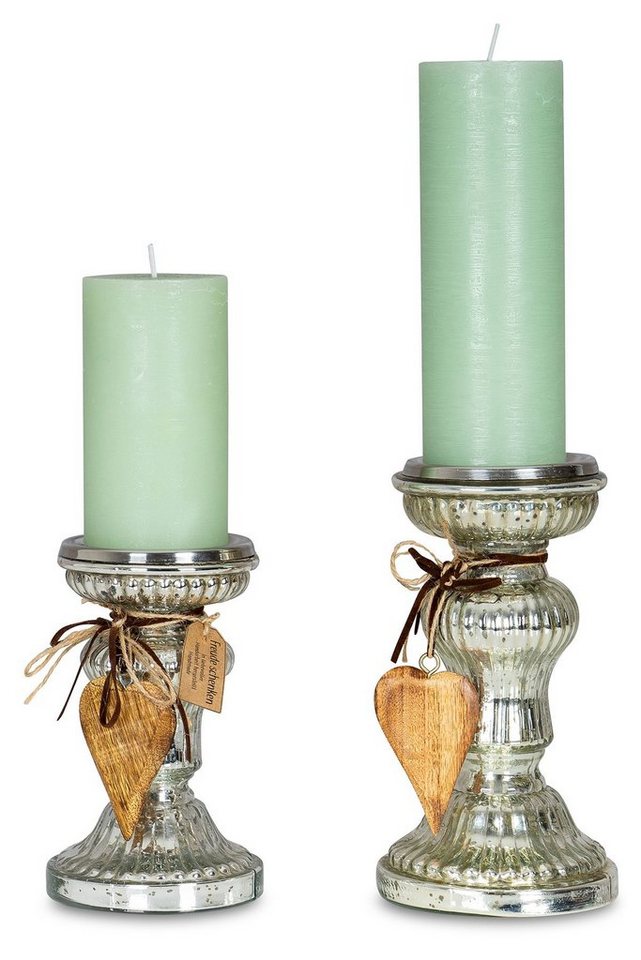 Levandeo® Kerzenständer, 2er Set Kerzenständer H21cm H17cm Kerzenhalter Tischdeko von Levandeo®