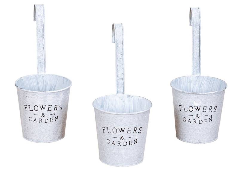 Levandeo® Kräutertopf, 3er Set Hängender Blumentopf Metall Pflanztopf Vintage Shabby Chic von Levandeo®