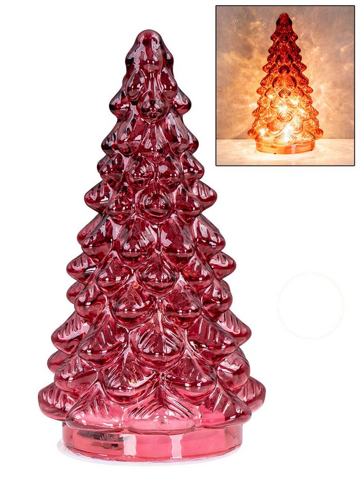 Levandeo® LED Dekoobjekt, LED Weihnachtsbaum Rot H20cm Glas Weihnachtsdeko Beleuchtung von Levandeo®