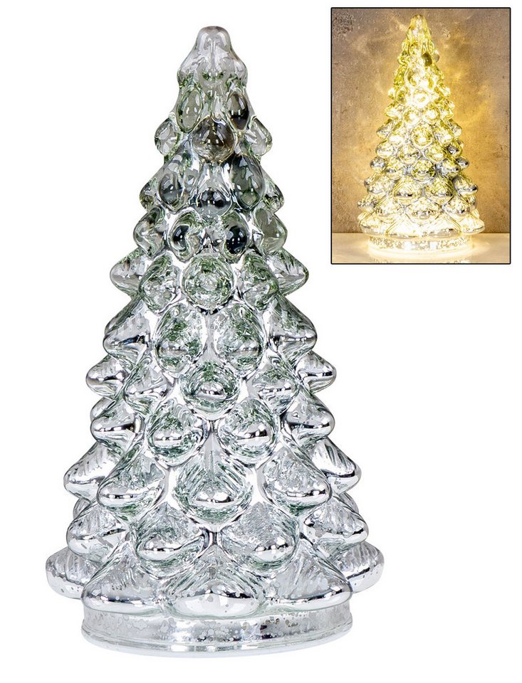 Levandeo® LED Dekoobjekt, LED Weihnachtsbaum Silber H20cm Glas Weihnachtsdeko Beleuchtung von Levandeo®