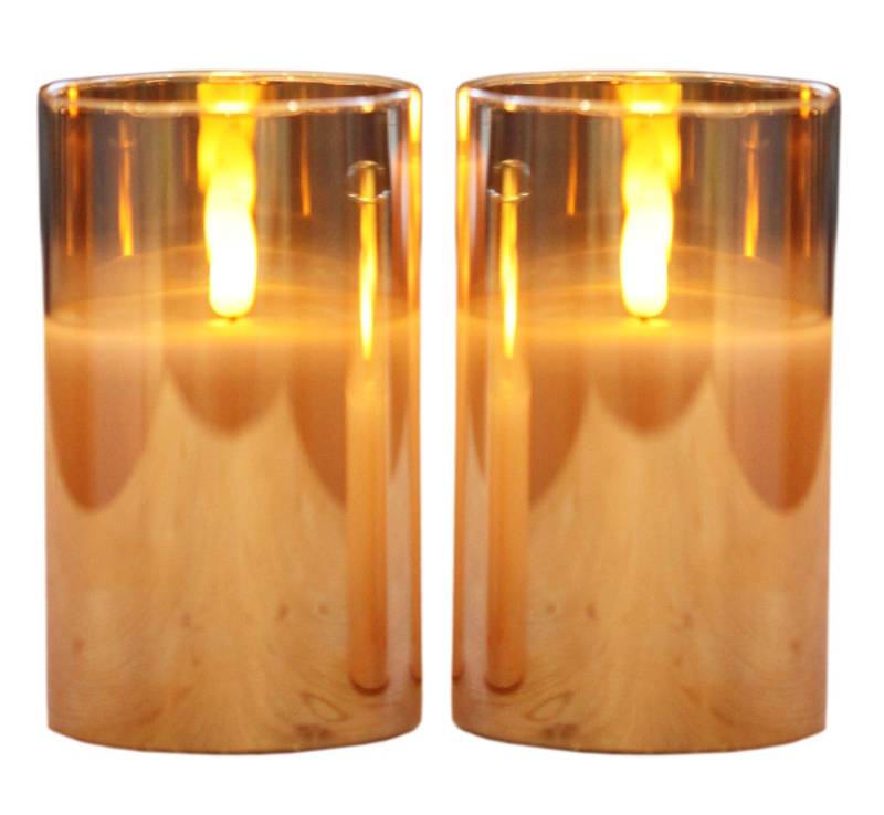 Levandeo® LED-Kerze, 2er Set LED Kerzen Glas Gold Timer Warmweiß Stumpenkerzen von Levandeo®