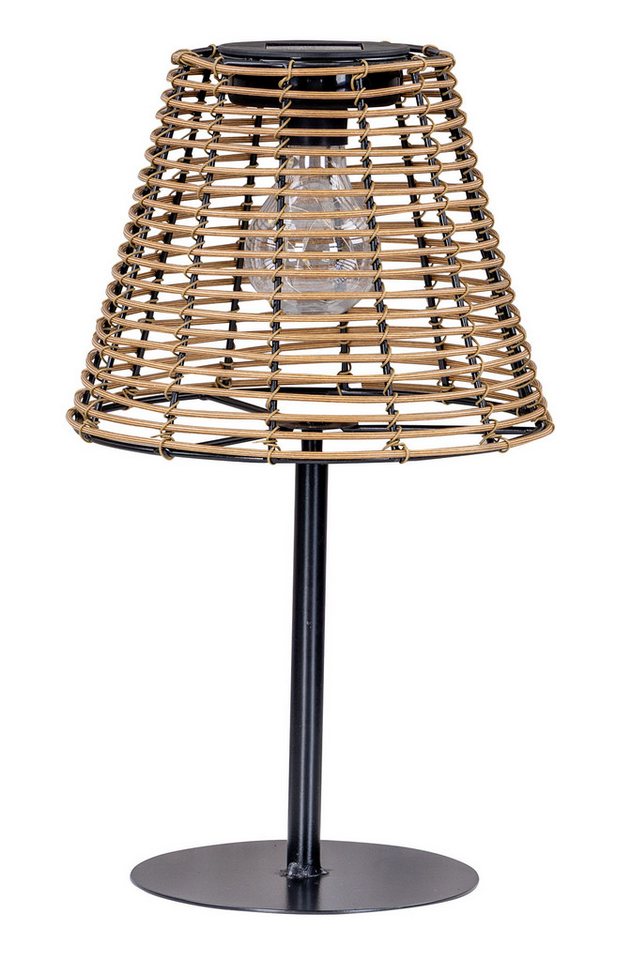 Levandeo® LED Solarleuchte, Solar Tischlampe Rattanoptik H34cm Natur Schwarz Lampe Leuchte von Levandeo®