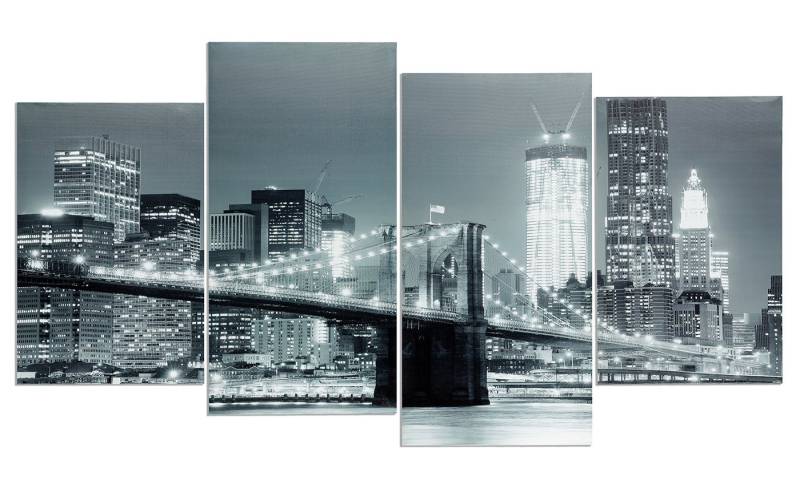 Levandeo® Leinwandbild, Wandbild 4 teilig New York Brooklyn Bridge USA Amerika Bild von Levandeo®