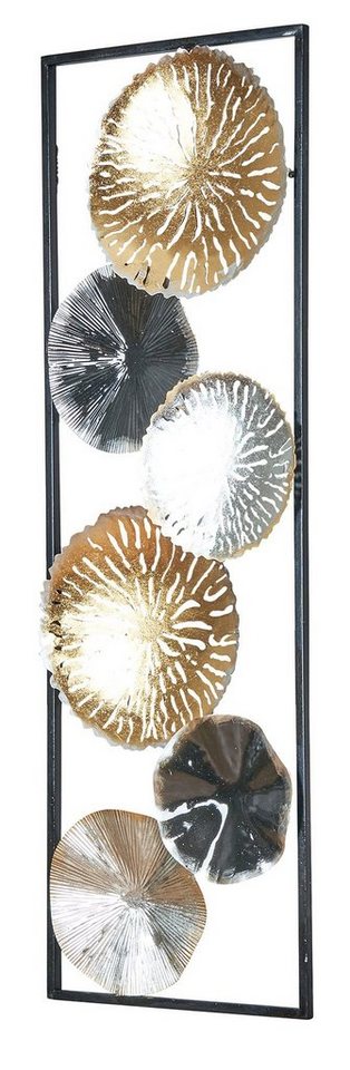 Levandeo® Metallbild, 3D Wandbild 30x90cm Ringe Metall Silber Kupfer Gold Deko Teller von Levandeo®