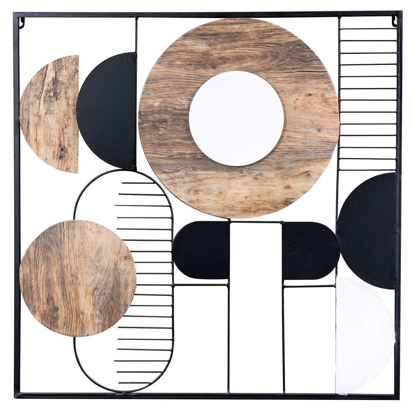 Levandeo® Metallbild, Metallbild 66x66cm Wanddeko Geometrische Muster Schwarz Braun Weiß von Levandeo®