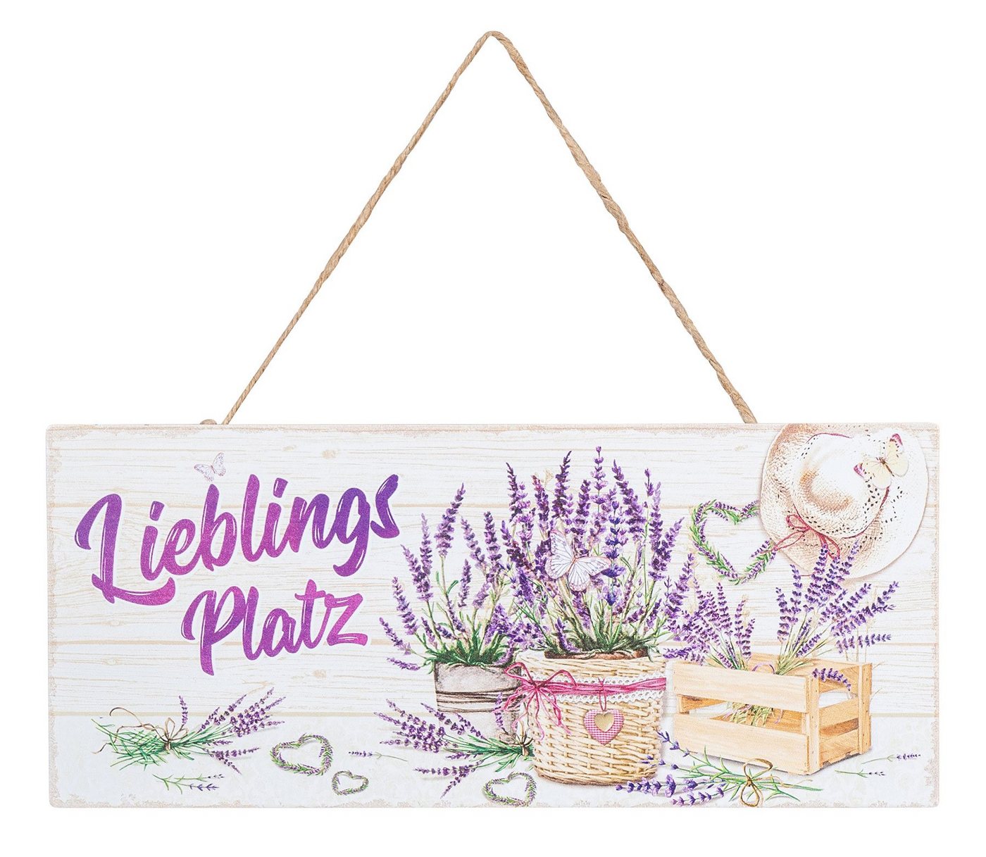 Levandeo® Metallbild, Metallschild Lieblingsplatz L30cm Lavendel Violett Wandbild Wanddeko von Levandeo®