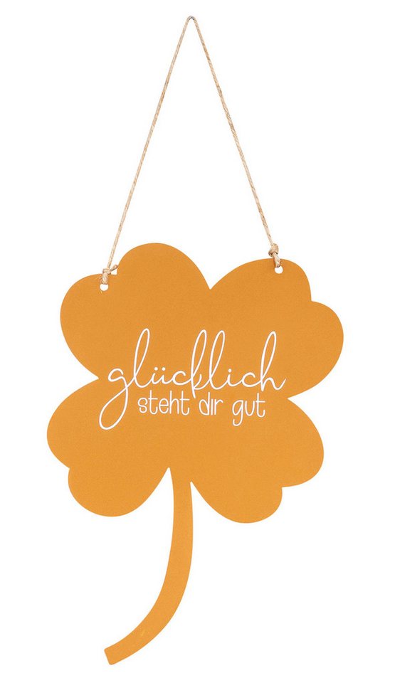 Levandeo® Metallbild, Schild Kleeblatt Glücklich steht dir Gartendeko Türschild Edelrost von Levandeo®
