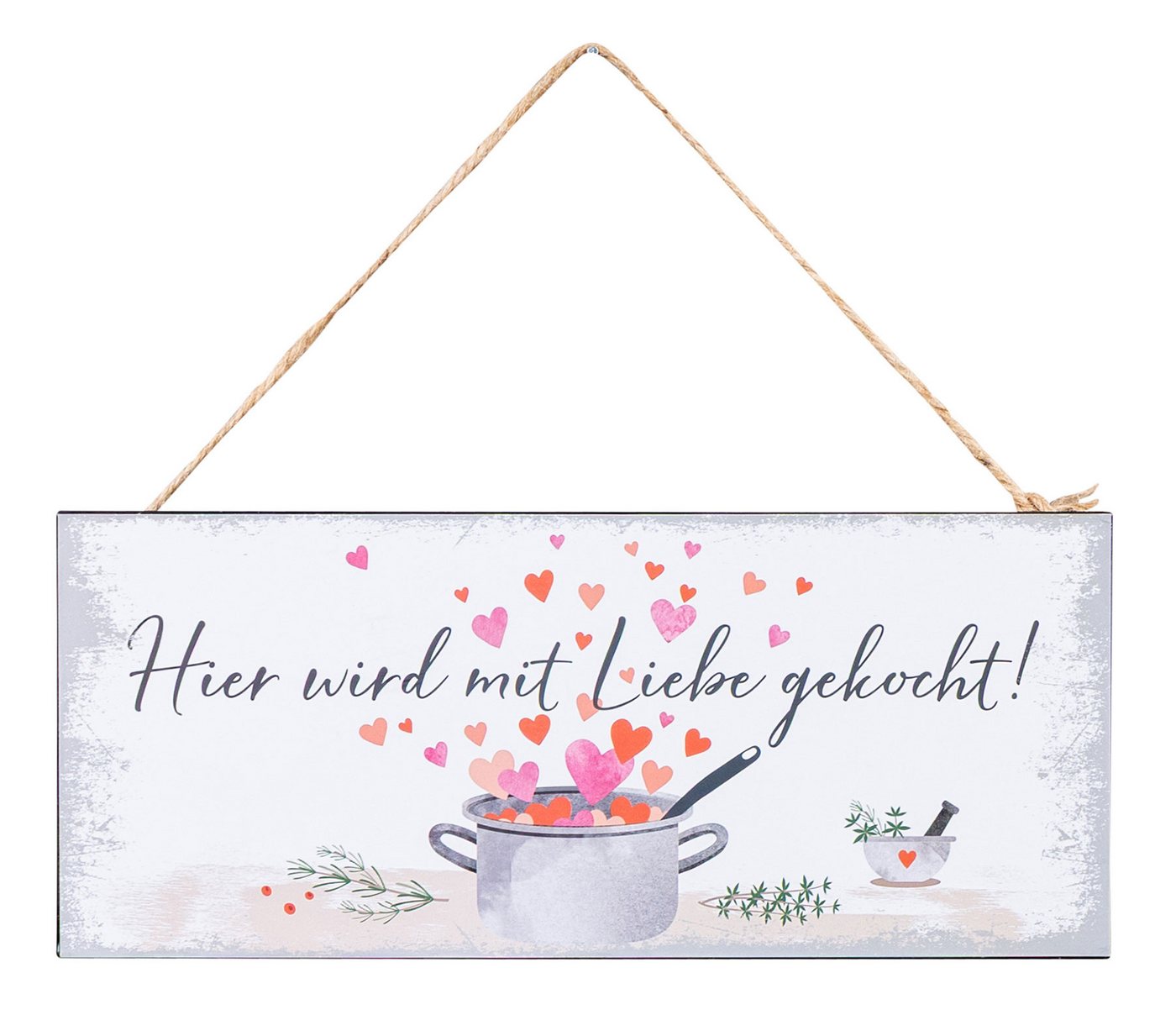 Levandeo® Metallbild, Schild L30cm Mit Liebe gekocht Spruch Metall Wandbild Wanddeko von Levandeo®