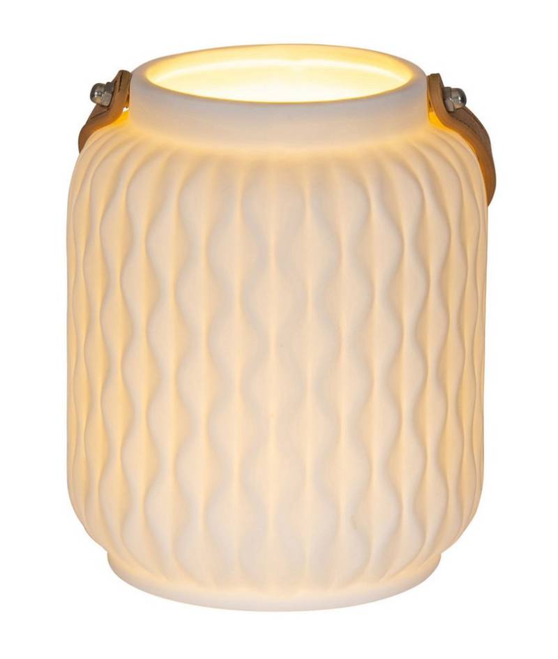 Levandeo® Nachttischlampe, LED Leuchte H16cm Porzellan Weiß Laterne Dekoleuchte Tischlampe von Levandeo®