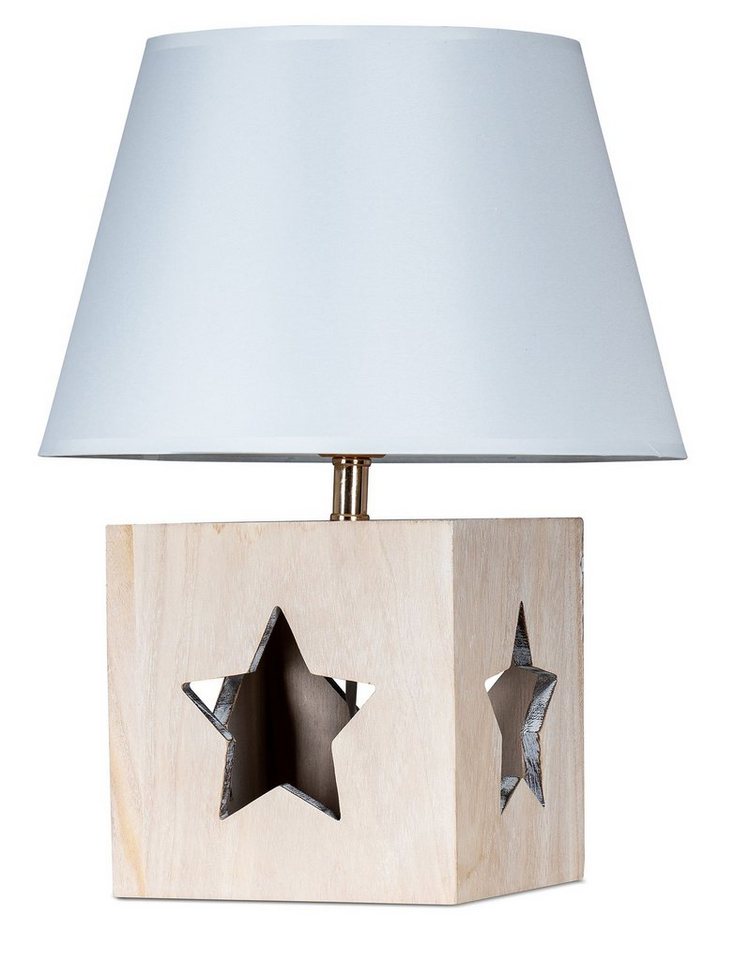 Levandeo® Nachttischlampe, Lampe Tischlampe H41cm Holz Holzlampe Stern Leuchte Deko Tischleuchte von Levandeo®