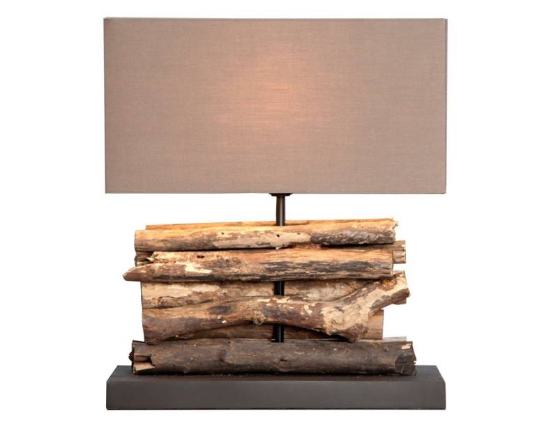 Levandeo® Nachttischlampe, Lampe Tischlampe aus Holz Holzlampe Tischleuchte Treibholz 40cm von Levandeo®