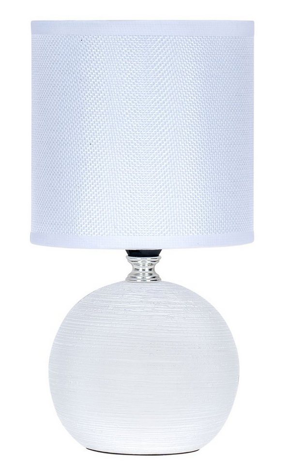 Levandeo® Nachttischlampe, Tischlampe Keramik H26cm Weiß Rund Licht Lampe Nachtlampe Shabby von Levandeo®