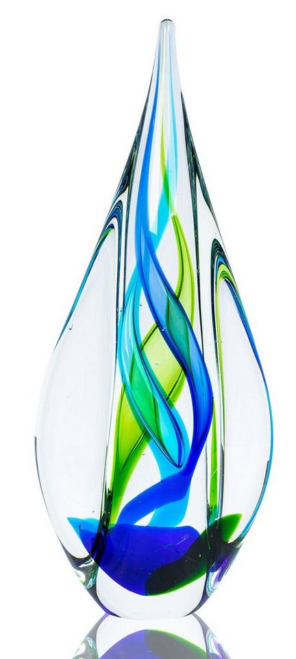 Levandeo® Skulptur, Designer Skulptur 34cm Hoch Glas Design Glasskulptur Glasdeko Blau von Levandeo®