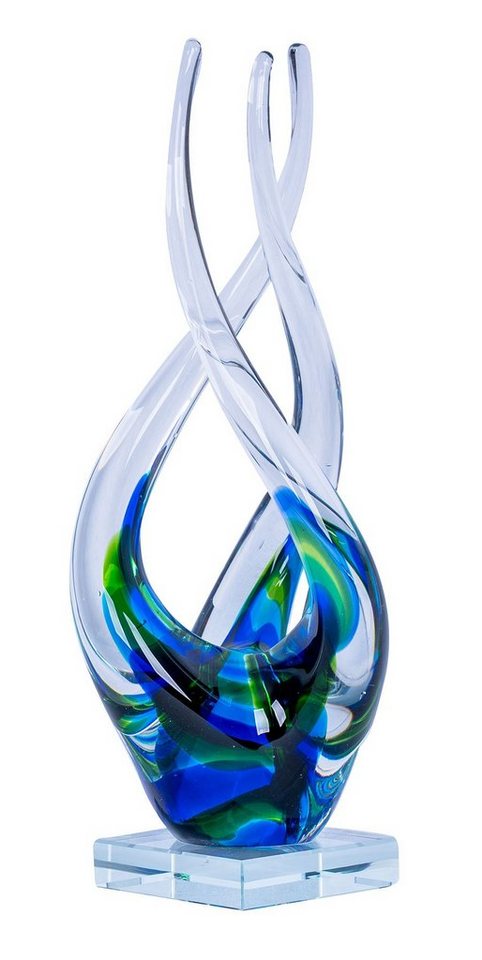 Levandeo® Skulptur, Designer Skulptur H32cm Glasskulptur Blau Grün Glasfigur Deko Glas von Levandeo®