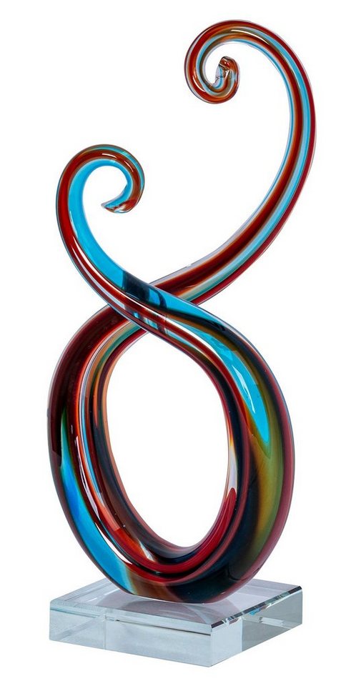 Levandeo® Skulptur, Skulptur H28cm Glas Glasdeko Blau Rot Deko Design Figur Unikat von Levandeo®