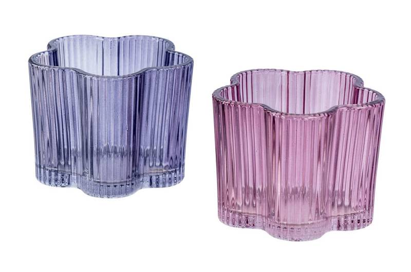 Levandeo® Teelichthalter, 2er Set Teelichthalter Blumenform Lila Rosa Kerzenhalter Blume von Levandeo®