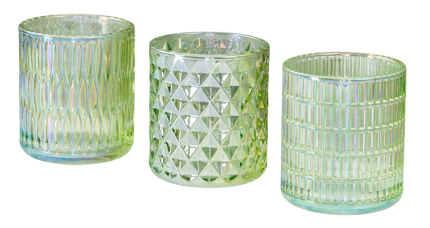 Levandeo® Teelichthalter, 3er Set Teelichthalter Grün Glas Windlicht Tischdeko Kerzenhalter von Levandeo®