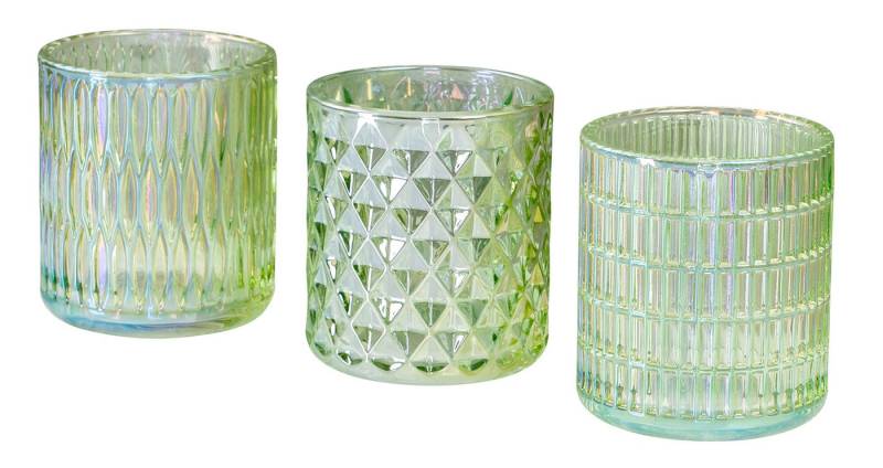 Levandeo® Teelichthalter, 3er Set Teelichthalter Grün Glas Windlicht Tischdeko Kerzenhalter von Levandeo®