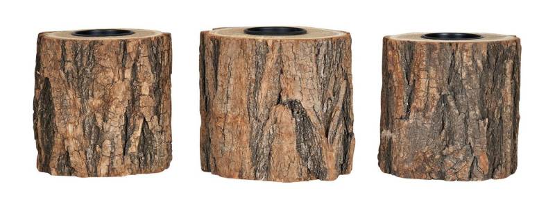 Levandeo® Teelichthalter, 3er Set Teelichthalter Holz H10cm Kerzenhalter Kerzenständer Baum von Levandeo®