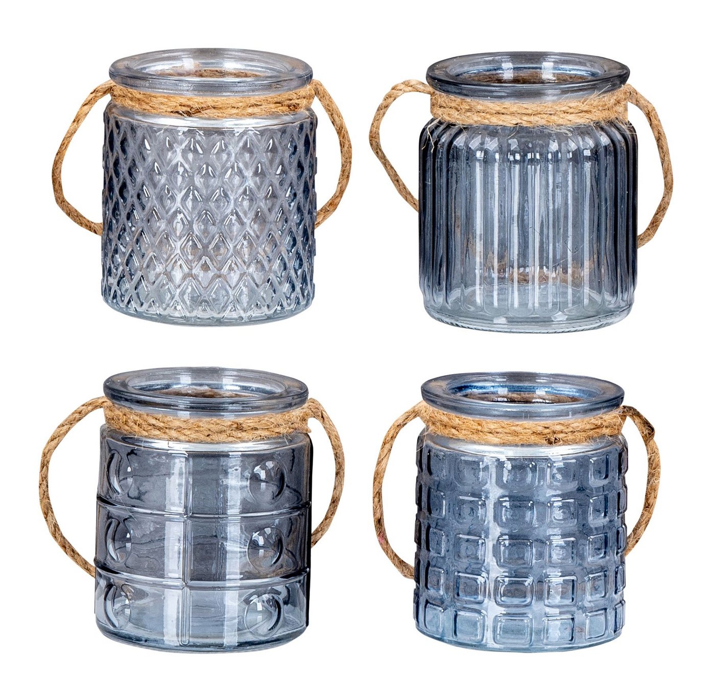 Levandeo® Teelichthalter, 4er Set Windlicht H10cm Glas Blau Teelichthalter Tischdeko Kerzen von Levandeo®