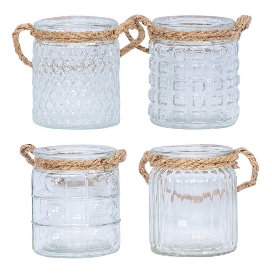 Levandeo® Teelichthalter, 4er Set Windlicht H10cm Glas Klar Transparent Teelichthalter von Levandeo®