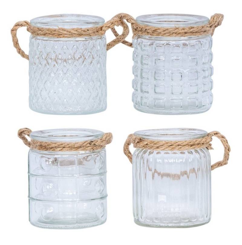 Levandeo® Teelichthalter, 4er Set Windlicht H10cm Glas Klar Transparent Teelichthalter von Levandeo®