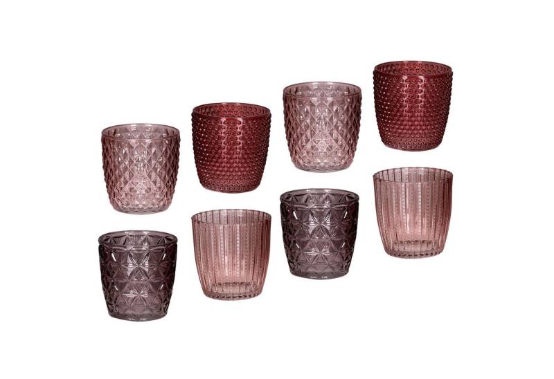 Levandeo® Teelichthalter, 8er Set Windlicht H7,5cm Glas Rosa Rot Teelichthalter Tischdeko von Levandeo®