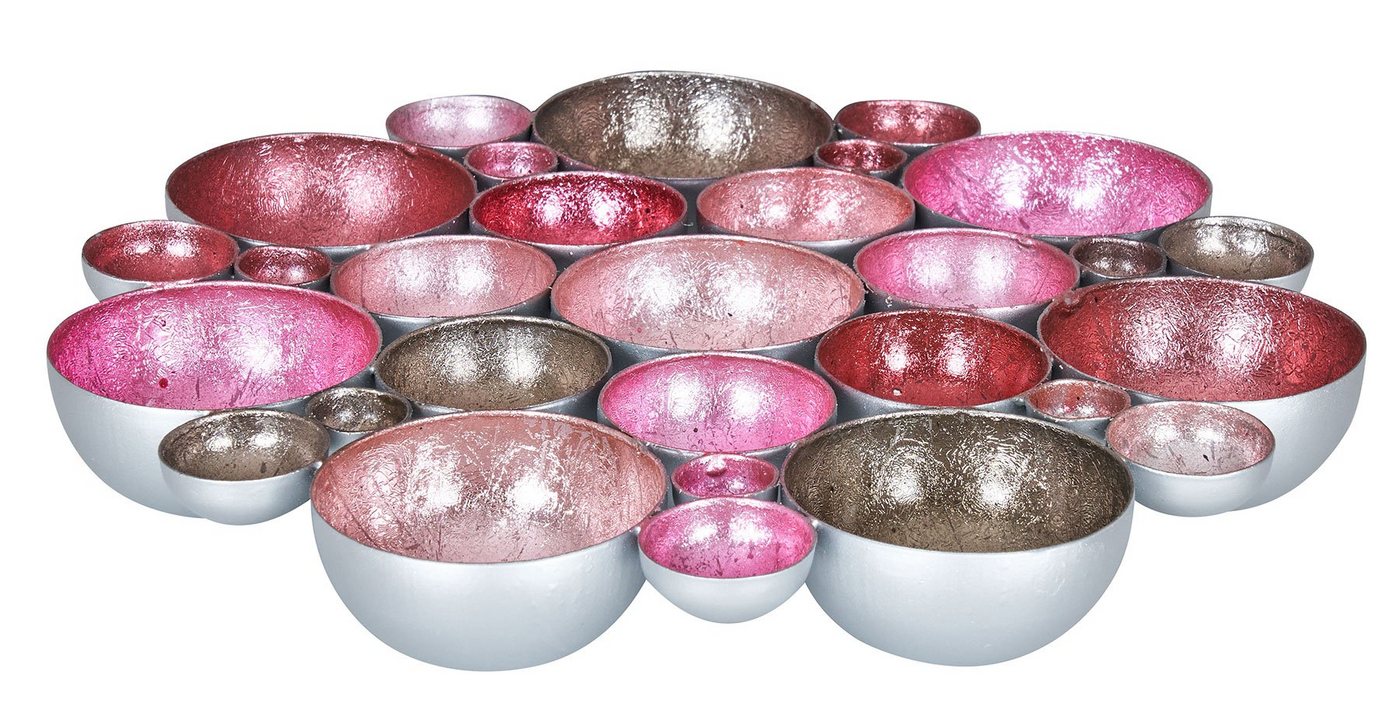 Levandeo® Teelichthalter, Teelichtschale 30x30cm Metall Pastell Pink Rosa Schale Teelichthalter von Levandeo®