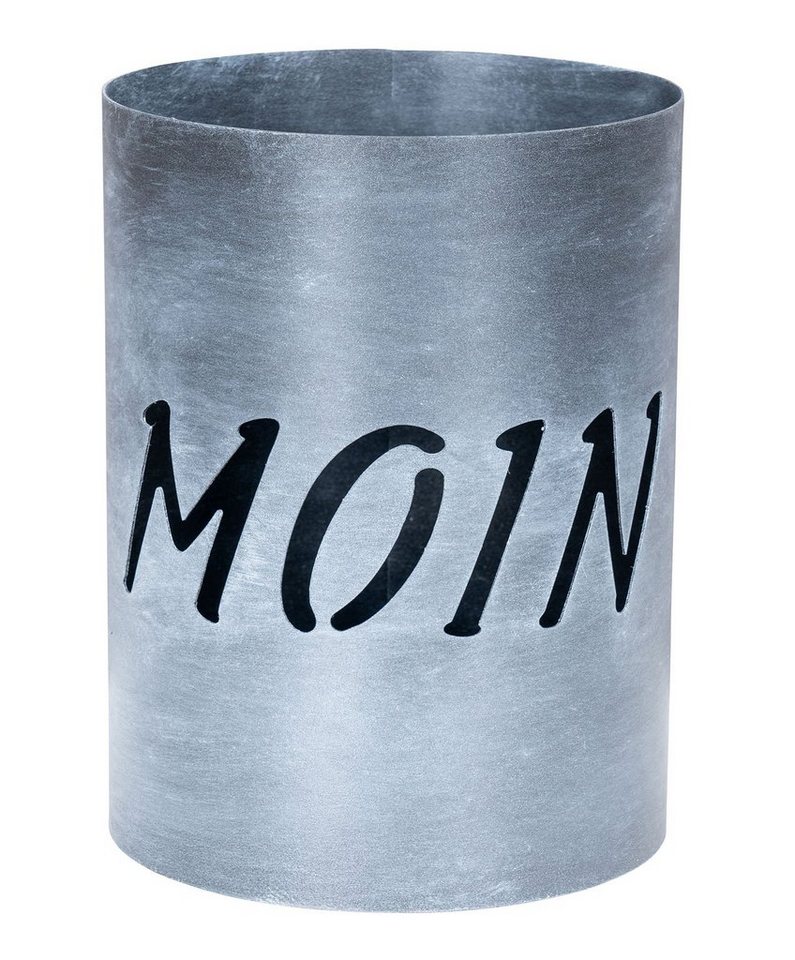 Levandeo® Teelichthalter, Windlicht Metall Grau Moin H20cm Maritime Garten Deko Gartenleuchte von Levandeo®