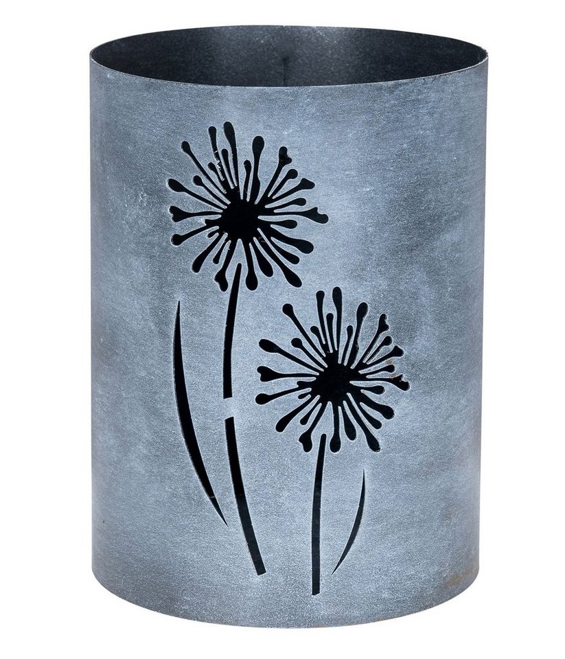 Levandeo® Teelichthalter, Windlicht Metall Grau Pusteblume H20cm Garten Deko Gartenleuchte von Levandeo®