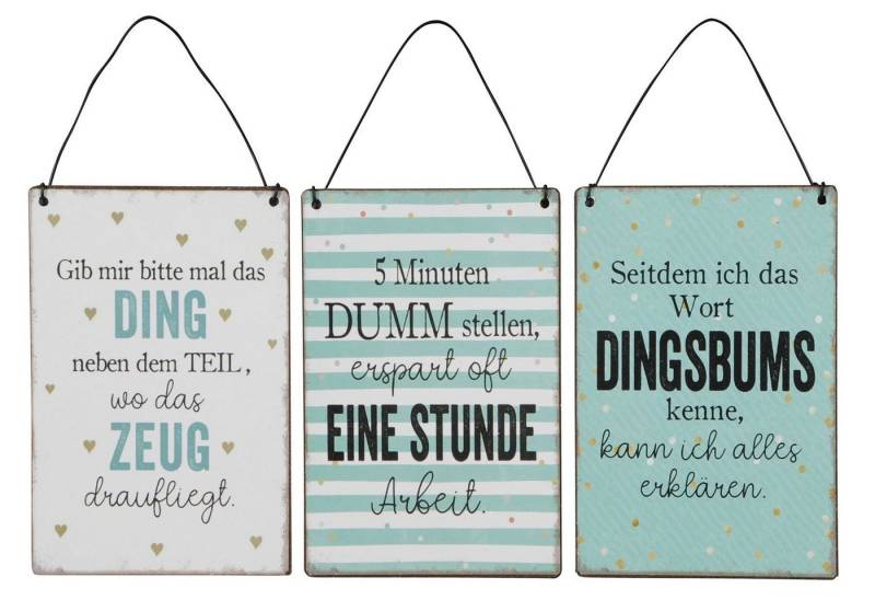 Levandeo® Wandbild, 3er Set Blechschilder H15cm Lustige Sprüche Bunt Wandbild Wanddeko von Levandeo®