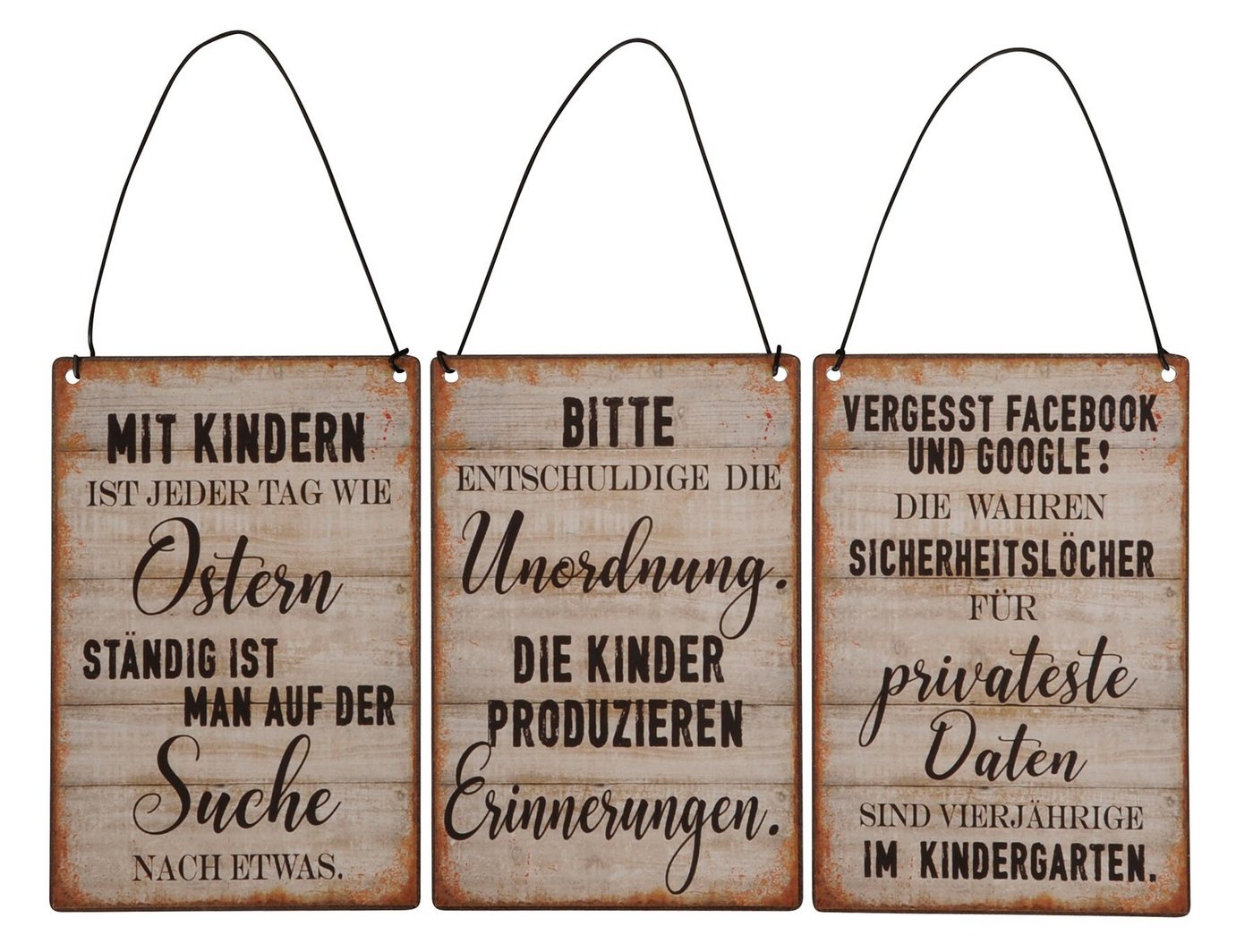 Levandeo® Wandbild, 3er Set Blechschilder H15cm Sprüche Kinder Wandbild Wanddeko Deko von Levandeo®