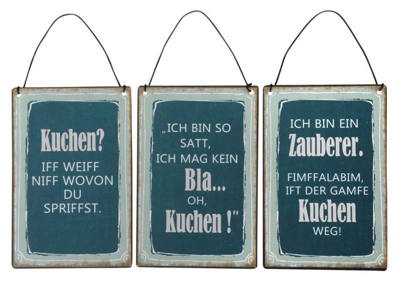 Levandeo® Wandbild, 3er Set Blechschilder H15cm Sprüche Küche Kuchen Wandbild Wanddeko von Levandeo®