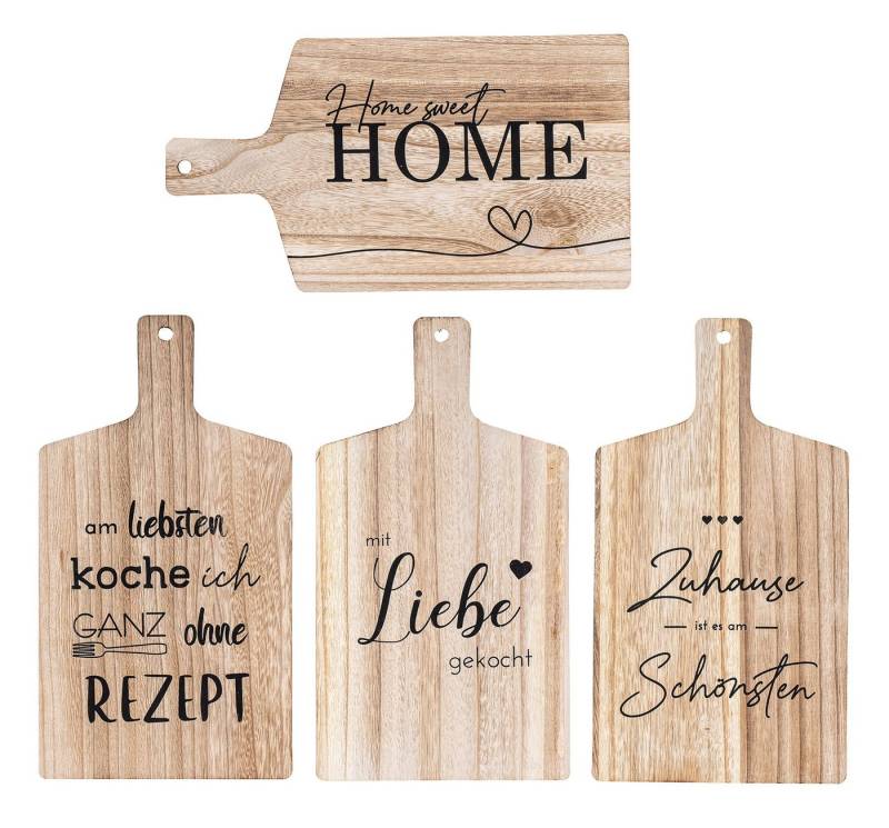 Levandeo® Wandbild, 4er Set Wandbilder 22x40cm Sprüche Holz Schneidbrett Wanddeko von Levandeo®