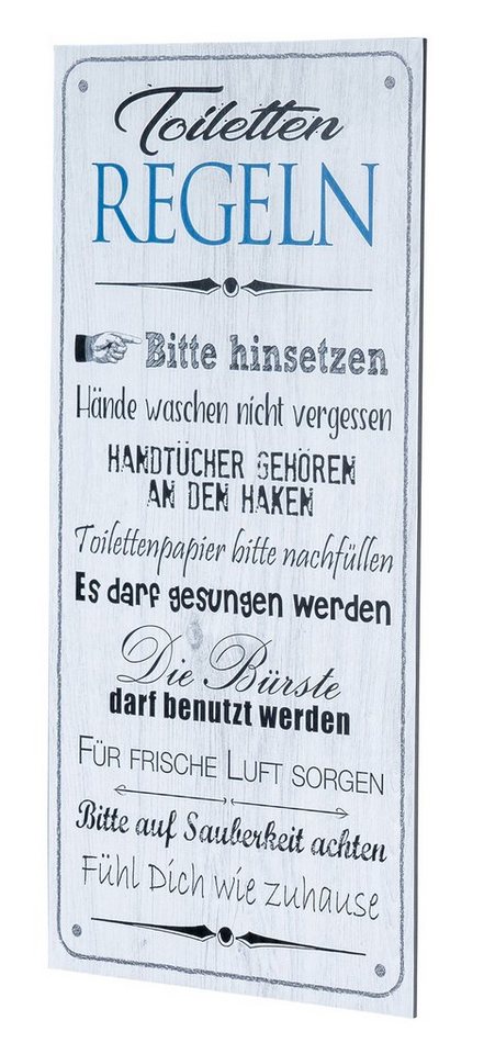 Levandeo® Wandbild, Wandbild 20x40cm Toilettenregeln Bad Spruch Deko Wandschild Bild von Levandeo®