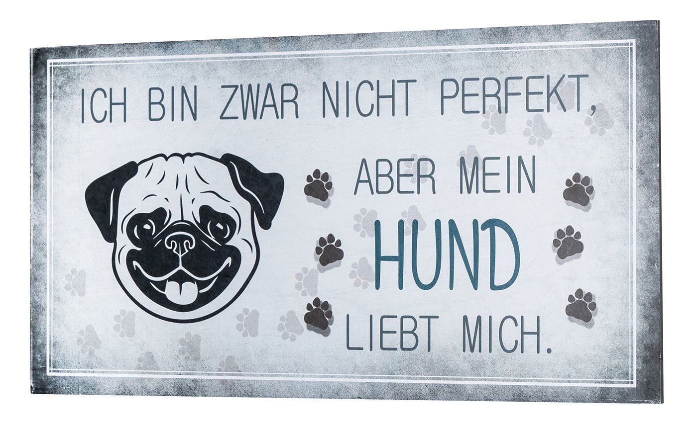 Levandeo® Wandbild, Wandbild 40x20cm Hund Spruch Deko Wandschild Hundeliebhaber Bild von Levandeo®
