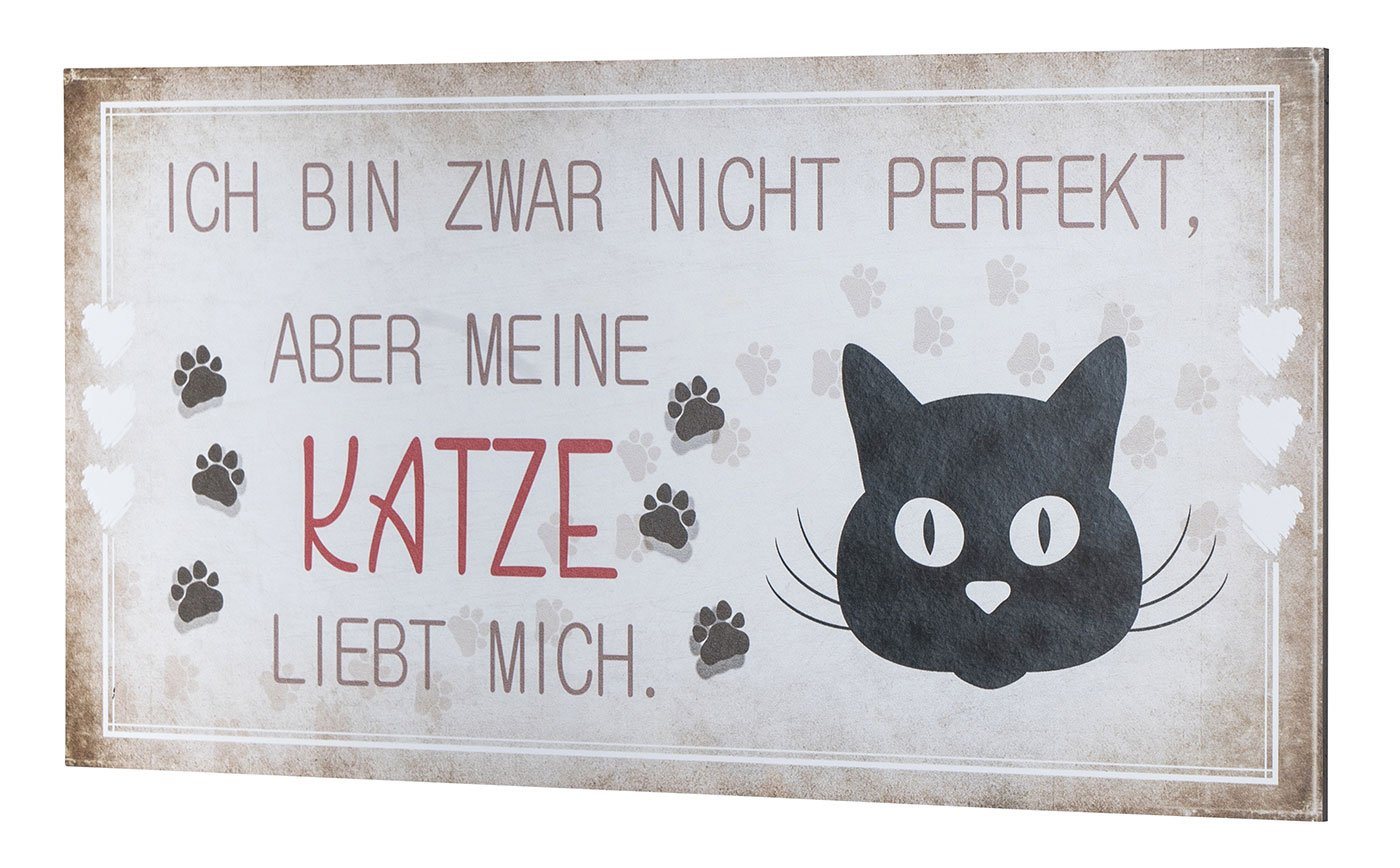 Levandeo® Wandbild, Wandbild 40x20cm Katze Spruch Deko Wandschild Katzenliebhaber Bild von Levandeo®