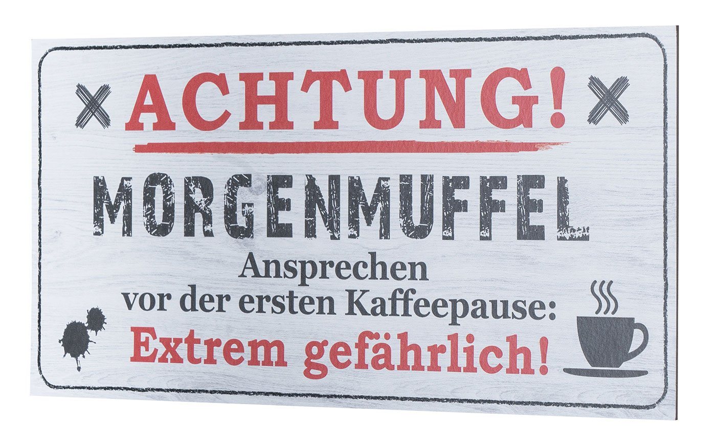 Levandeo® Wandbild, Wandbild 40x20cm Morgenmuffel Spruch Danger Deko Wandschild Wanddeko von Levandeo®