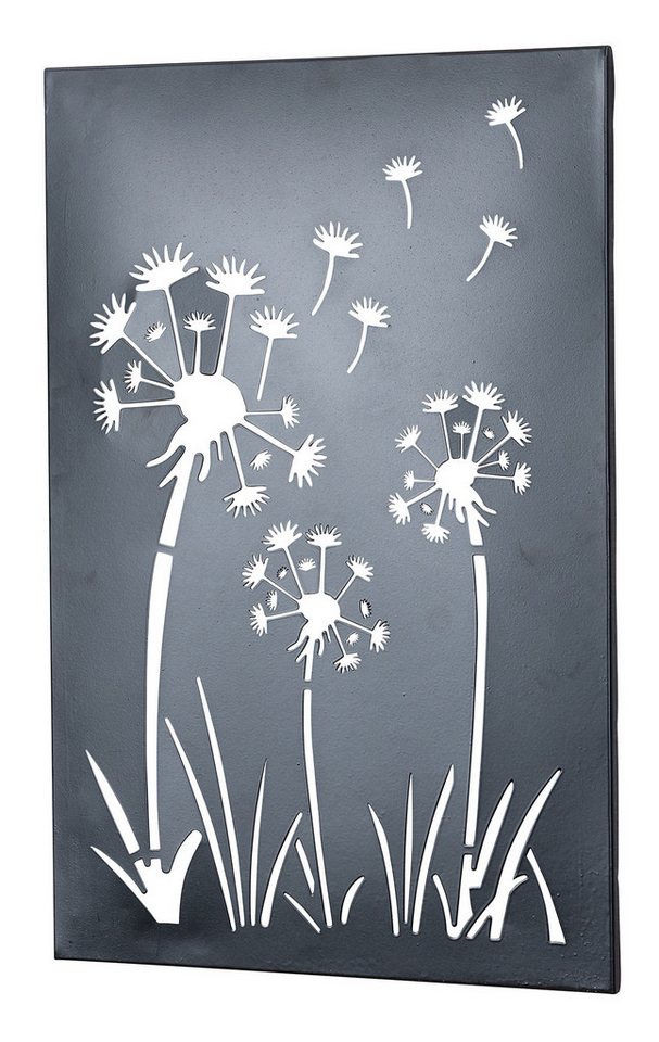 Levandeo® Wandbild, Wandbild Pusteblume H45cm Schwarz Metallbild Wanddeko Metalldeko von Levandeo®
